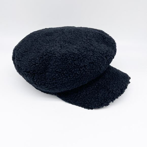 Universal Thread Women's Black Faux Sherpa Fuzzy Newsboy Baker Hat Cap Size OSFM - Picture 3 of 8